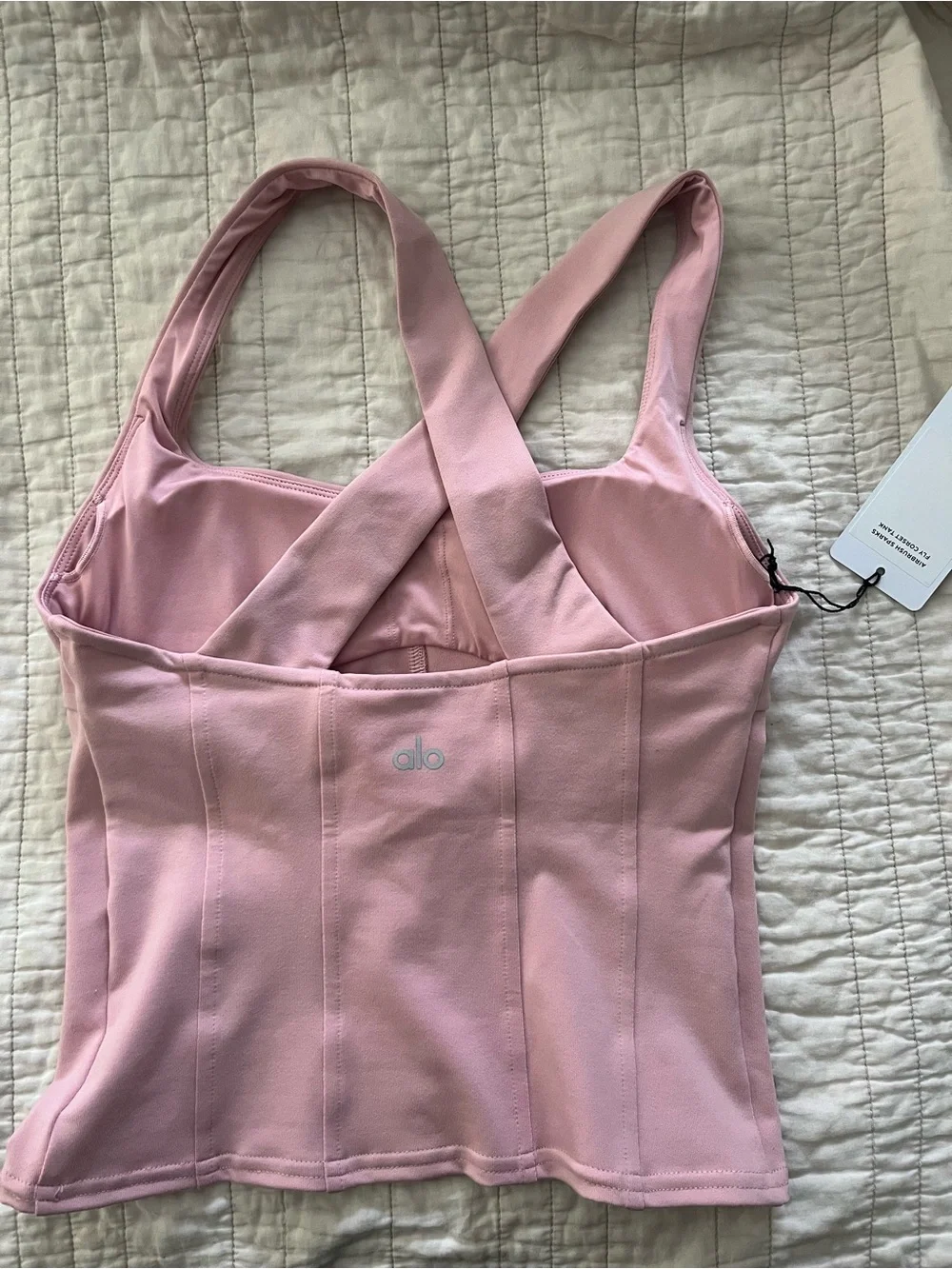 ALO Yoga airbrush sparks fly corset tank in vintage Pink